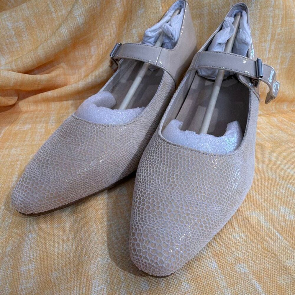 Ros Hommerson Kiki Heels Cream Sz 10 Lizard Leather New
